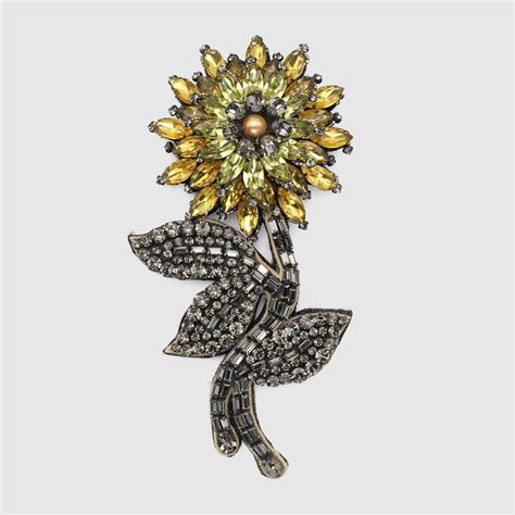 gucci crystal flower brooch